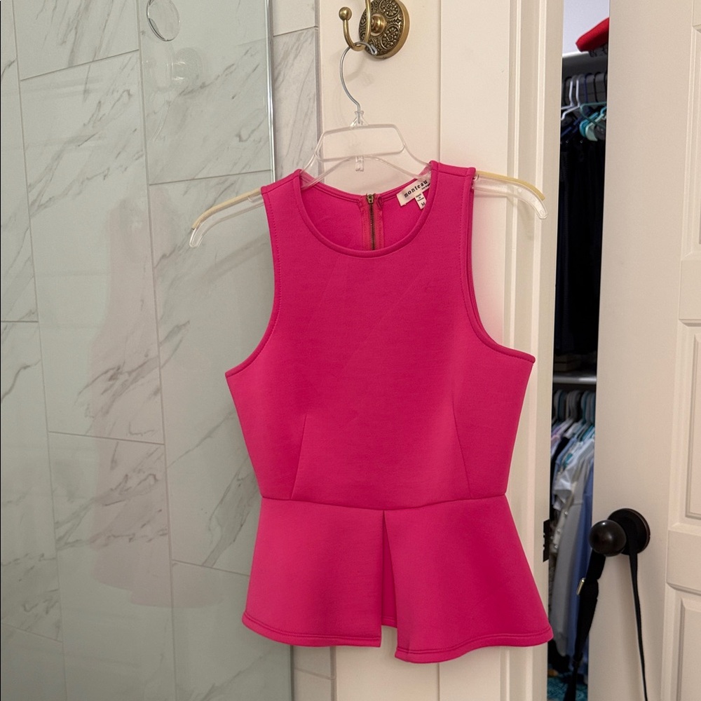 Monteau Vibrant Pink Peplum Blouse